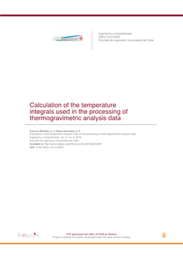 Calculation of the Temperature Integrals Used in the Processing of Thermogravimetric Analysis Data