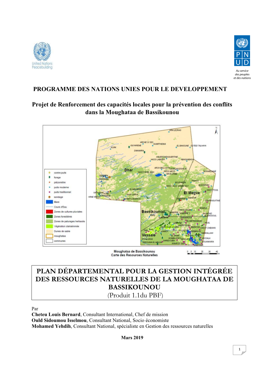 Plan Départemental Pour La Gestion Intégrée Des Ressources Naturelles De La Moughataa De