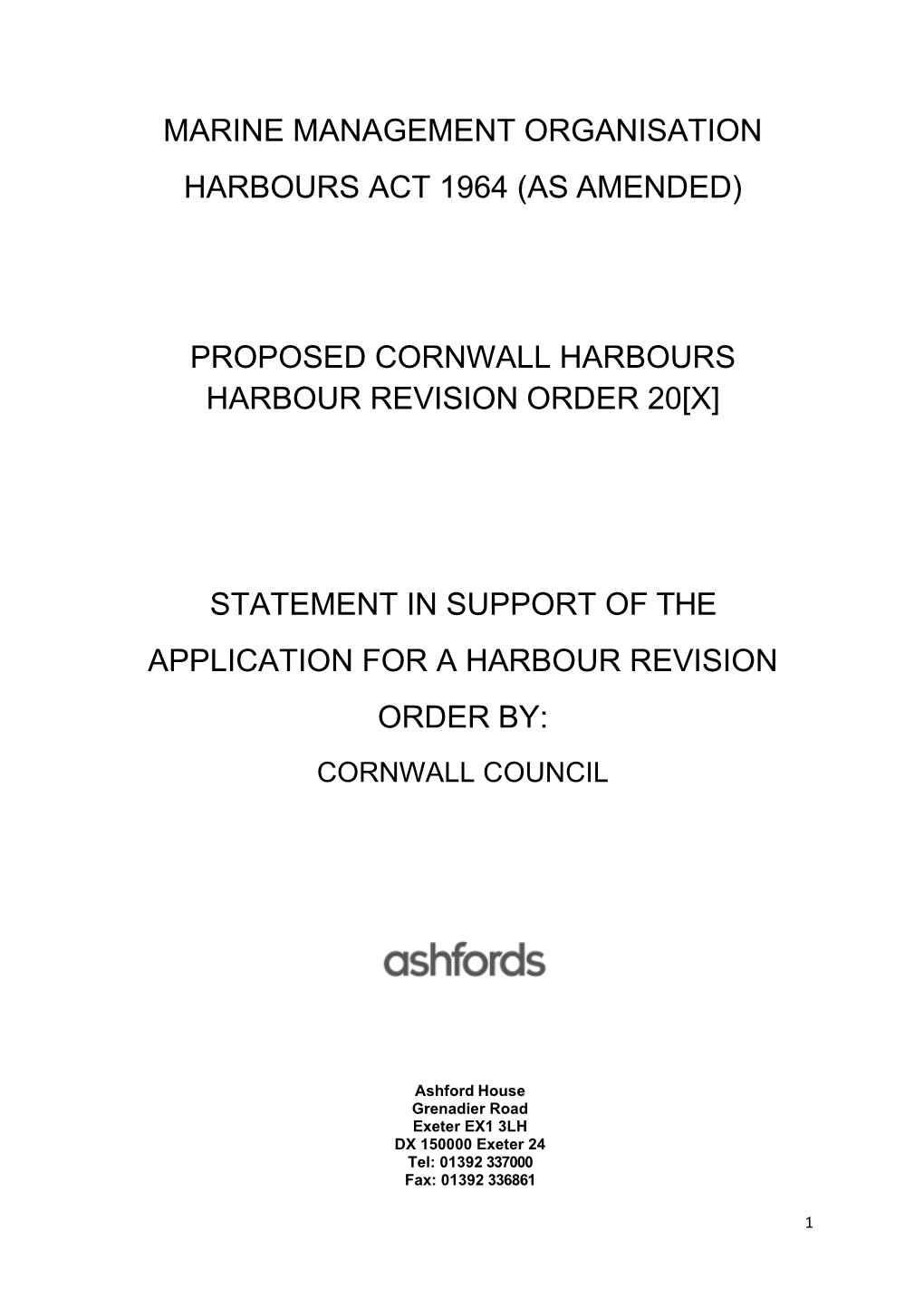 Marine Management Organisation Harbours Act 1964 (As Amended)