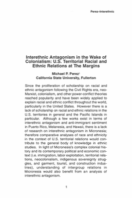 Interethnic Antagonism in the Wake of Colonialism: U.S. Territorial Racial and Ethnic Relations at the Margins