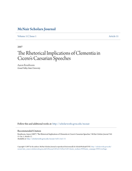 The Rhetorical Implications of Clementia in Cicero's Caesarian