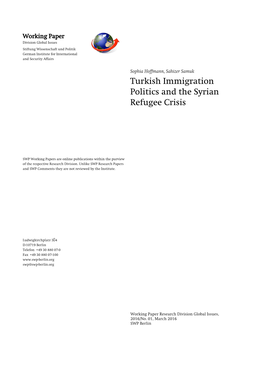 Turkish Immigration Politics and the Syrian Refugee Crisis