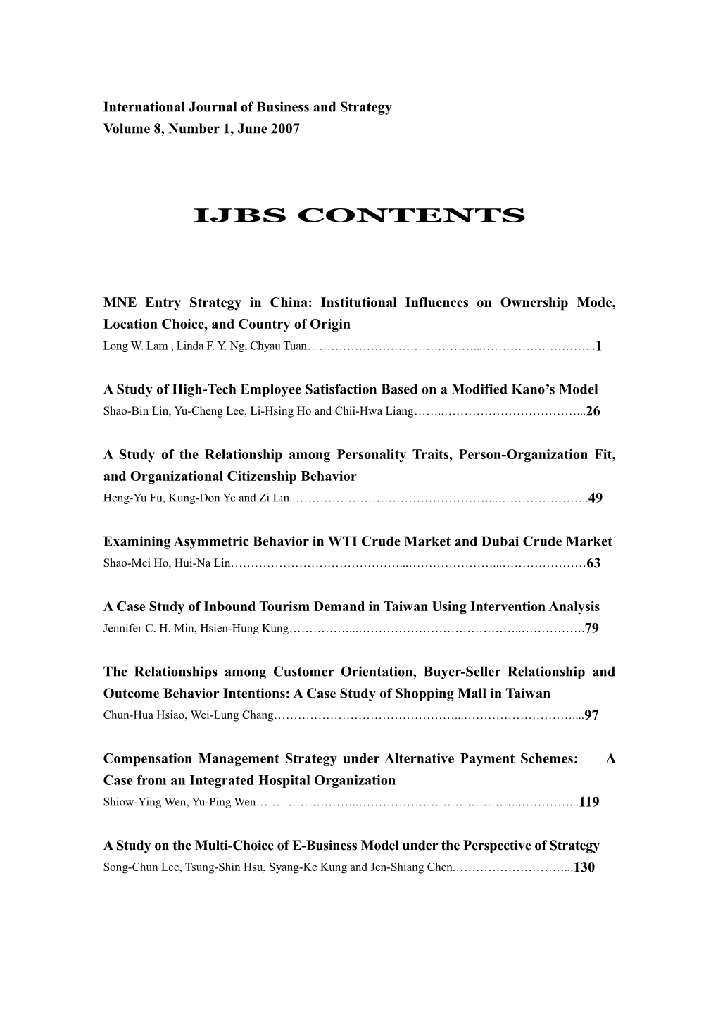 International Journal of Business and Strategy