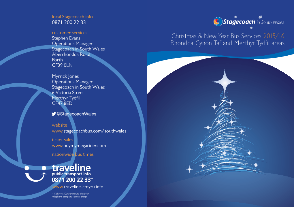 Christmas & New Year Bus Services 2015/16 Rhondda Cynon Taf And