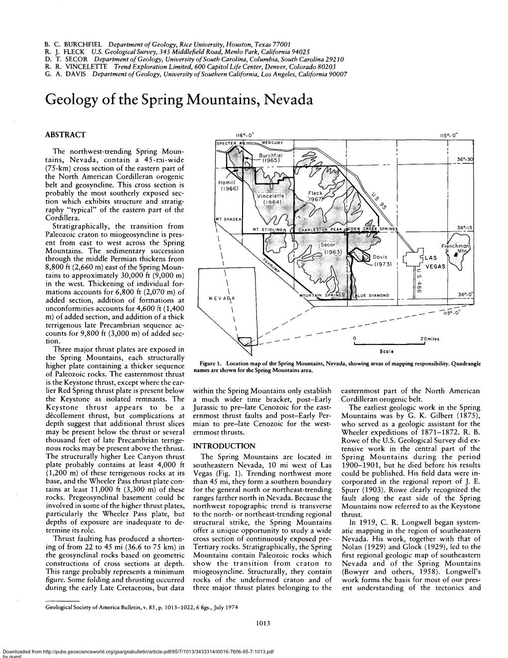 Geology of the Spring Mountains, Nevada