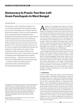 Democracy in Praxis: Two Non-Left Gram Panchayats in West Bengal