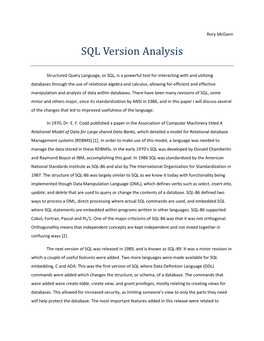 SQL Version Analysis
