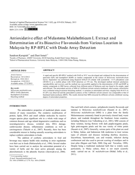 Antioxidative Effect of Melastoma Malabathticum L Extract And