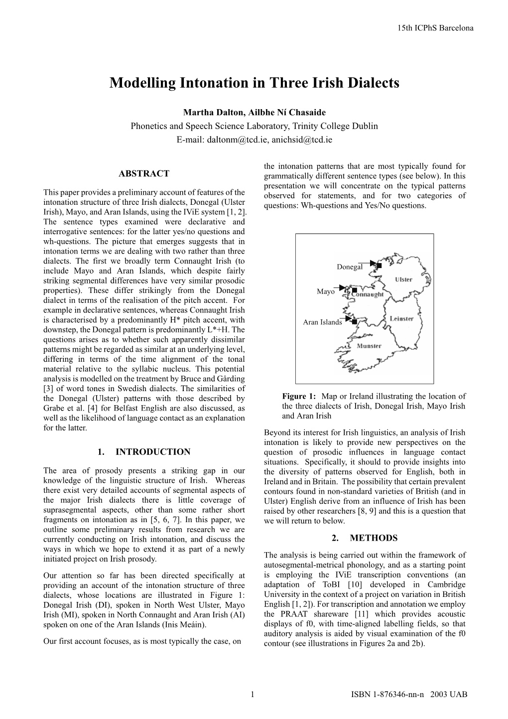 Modelling Intonation in Three Irish Dialects (PDF, 197Kb)