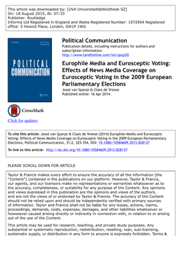 Political Communication Europhile Media and Eurosceptic Voting