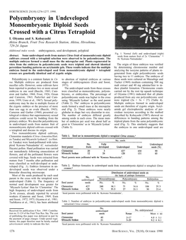 "Polyembryony in Undeveloped Monoembryonic Diploid Seeds Crossed with a Citrus Tetraploid"