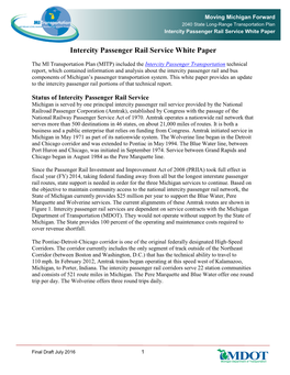 Intercity Passenger Rail Service White Paper