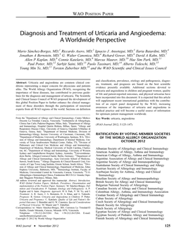 Diagnosis and Treatment of Urticaria and Angioedema: a Worldwide Perspective