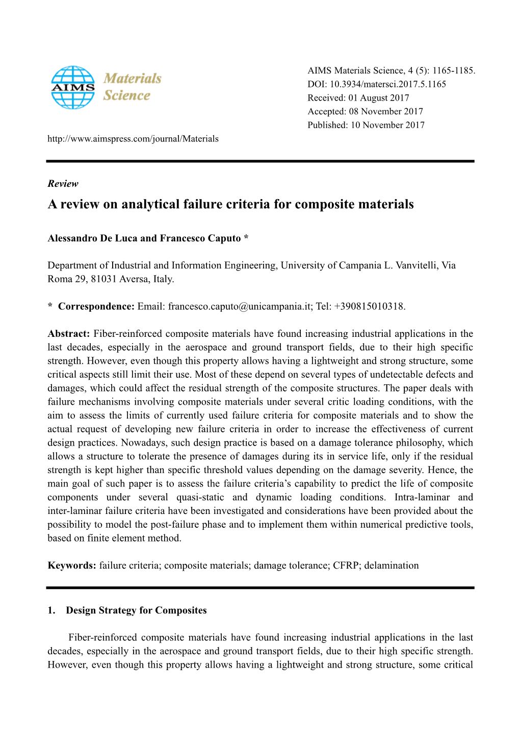 A Review on Analytical Failure Criteria for Composite Materials