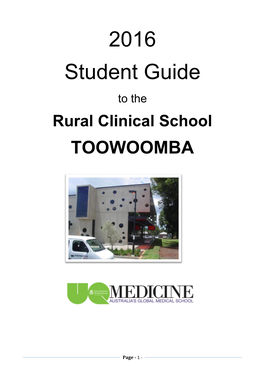 2016 Student Guide to the Rural Clinical School TOOWOOMBA
