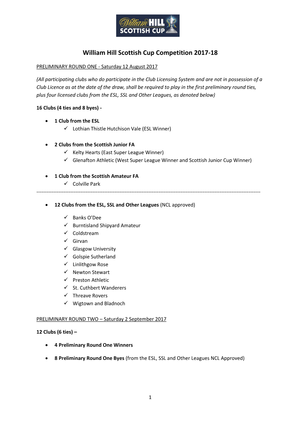 William Hill Scottish Cup Competition 2017-18