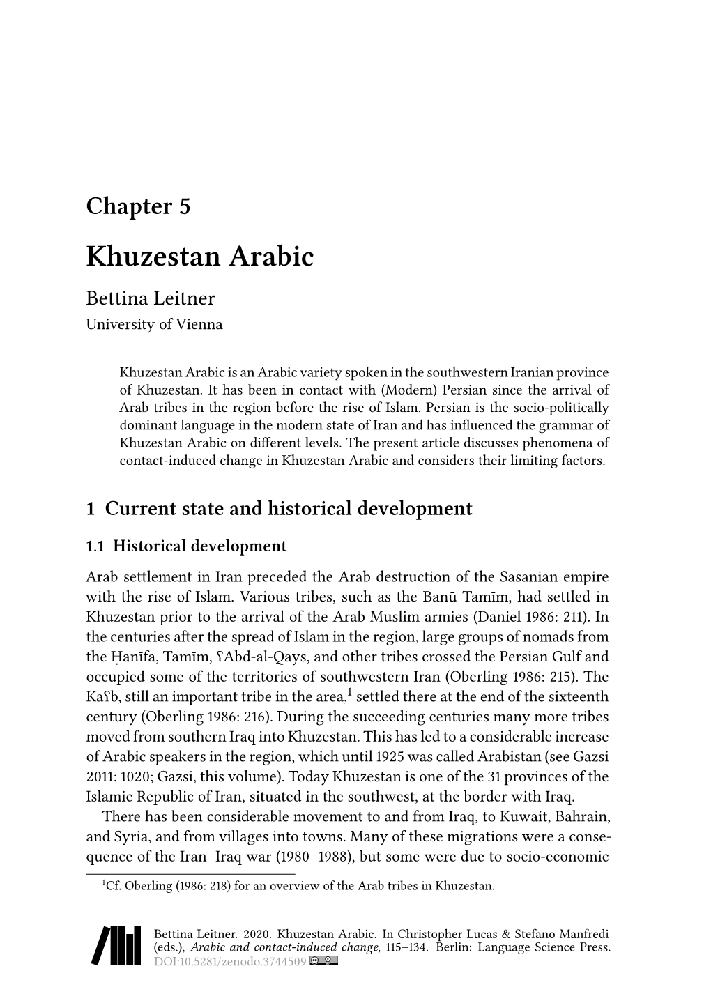 Chapter 5 Khuzestan Arabic Bettina Leitner University of Vienna