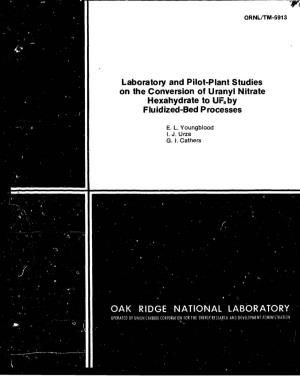 Laboratory and Pilot-Plant Studies on the Conversion of Uranyl Nitrate Hexahydrate to Ufsby Fluidized-Bed Processes