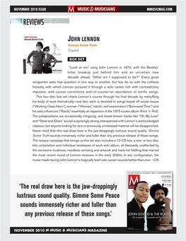 REVIEWS HOLE JOHN LENNON Nobody’S Daughter Gimme Some Truth [Universal] [Capitol]