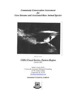Community Conservation Assessment for Cave Streams and Associated Rare Animal Species