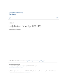 Daily Eastern News: April 29, 1969 Eastern Illinois University