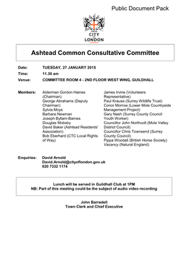 (Public Pack)Agenda Document for Ashtead Common Consultative