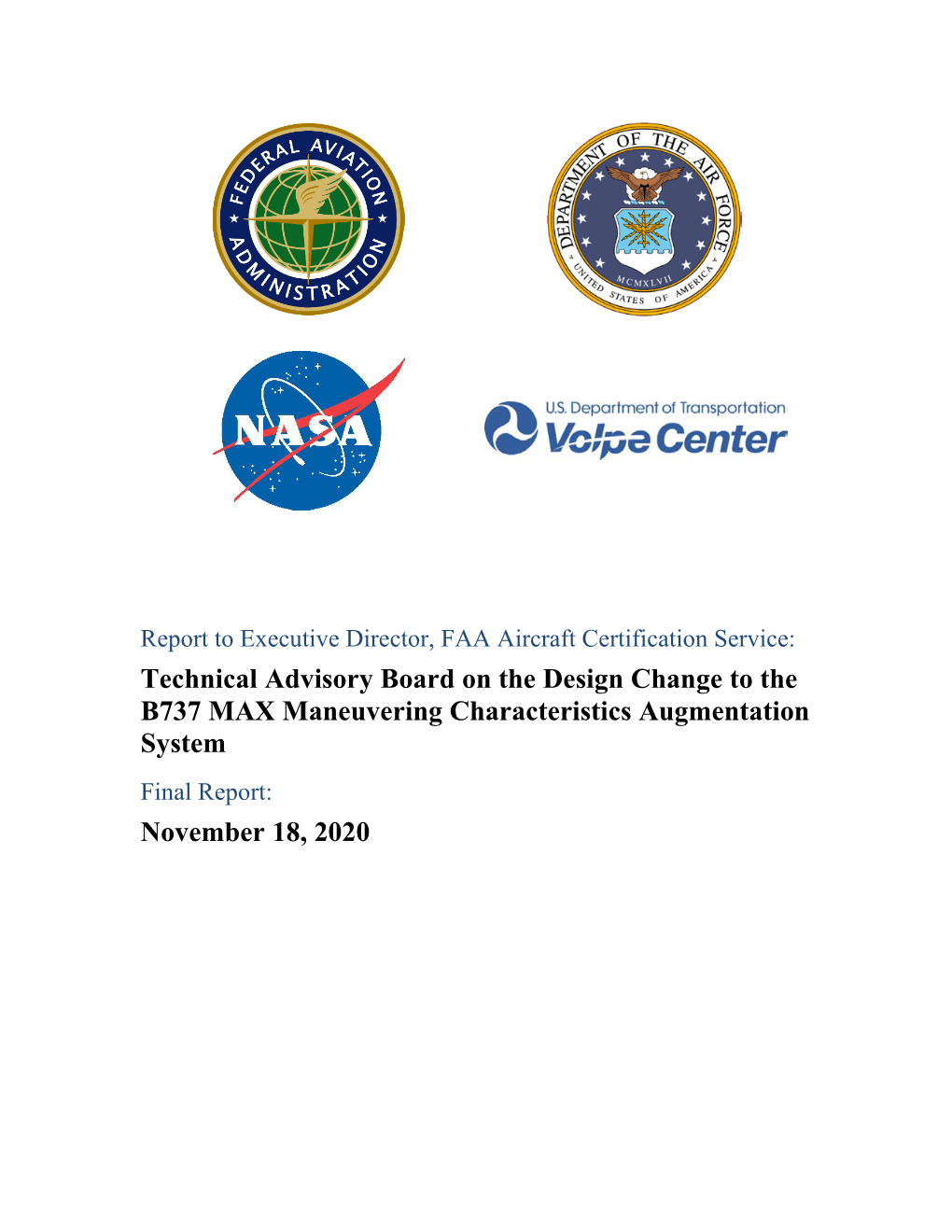 Technical Advisory Board on the Design Change to the B737 MAX Maneuvering Characteristics Augmentation System November 18, 2020