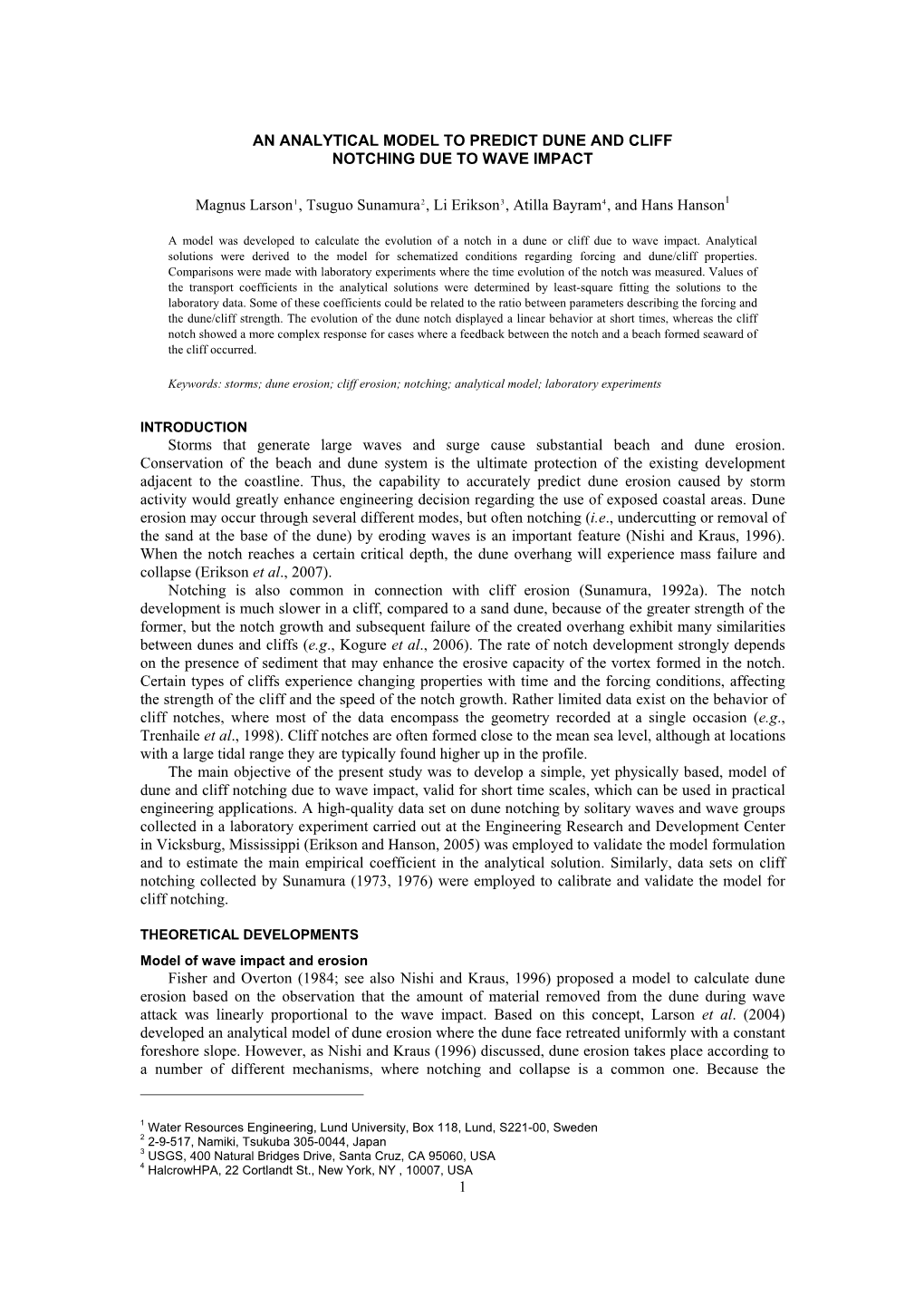 1 an Analytical Model to Predict Dune and Cliff