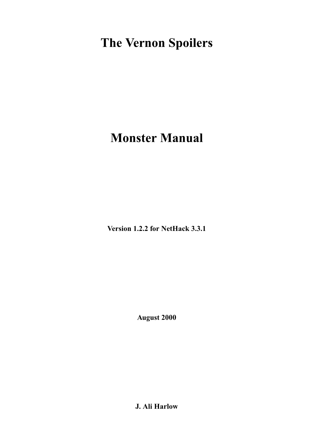 The Vernon Spoilers Vol 3: Monster Manual