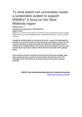 A Focus on the West Midlands Region Williamson, T