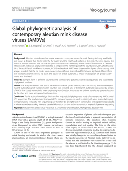 Global Phylogenetic Analysis of Contemporary Aleutian Mink Disease Viruses (Amdvs) P