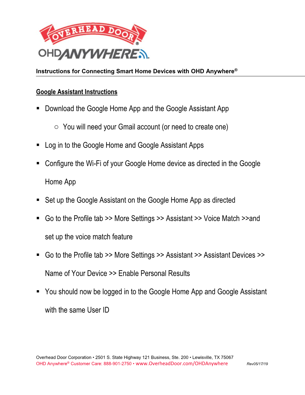 Instructions for Connecting Smart Home Devices with OHD Anywhere®