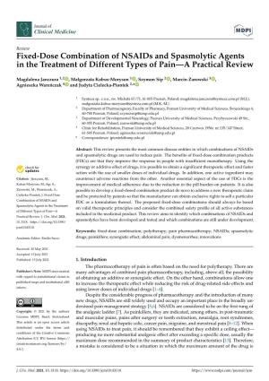 Fixed-Dose Combination of Nsaids and Spasmolytic Agents in the Treatment of Different Types of Pain—A Practical Review