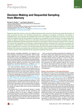 Decision Making and Sequential Sampling from Memory