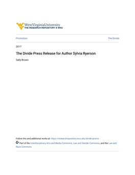 The Divide Press Release for Author Sylvia Ryerson