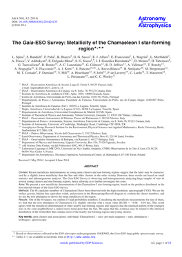 The Gaia-ESO Survey: Metallicity of the Chamaeleon I Star-Forming Region�,