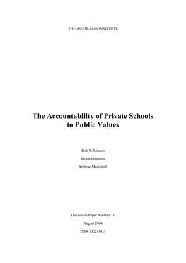 The Accountability of Private Schools to Public Values
