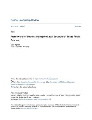 Framework for Understanding the Legal Structure of Texas Public Schools