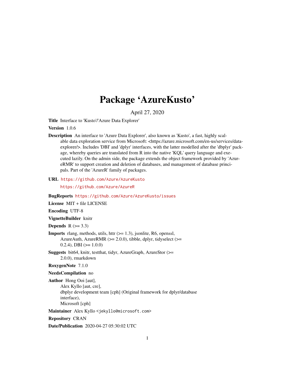 Package 'Azurekusto'