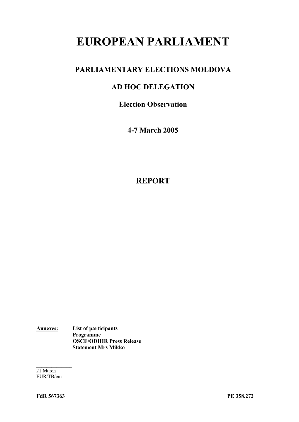 European Parliament Parliamentary Elections