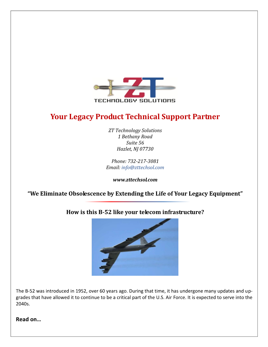 Your Legacy Product Technical Support Partner