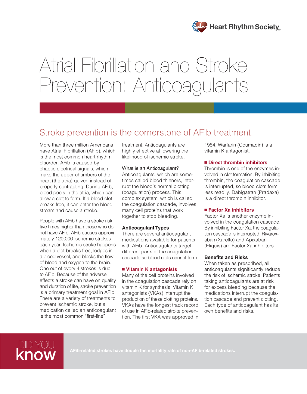 Atrial Fibrillation and Stroke Prevention: Anticoagulants