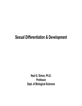Sexual Differentiation & Development