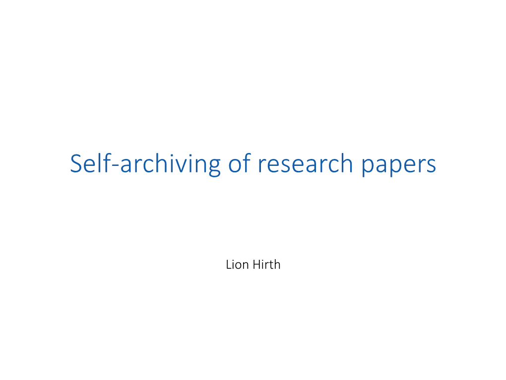 Self-Archiving Research Papers