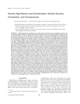 Harmful Algal Blooms and Eutrophication: Nutrient Sources, Composition, and Consequences