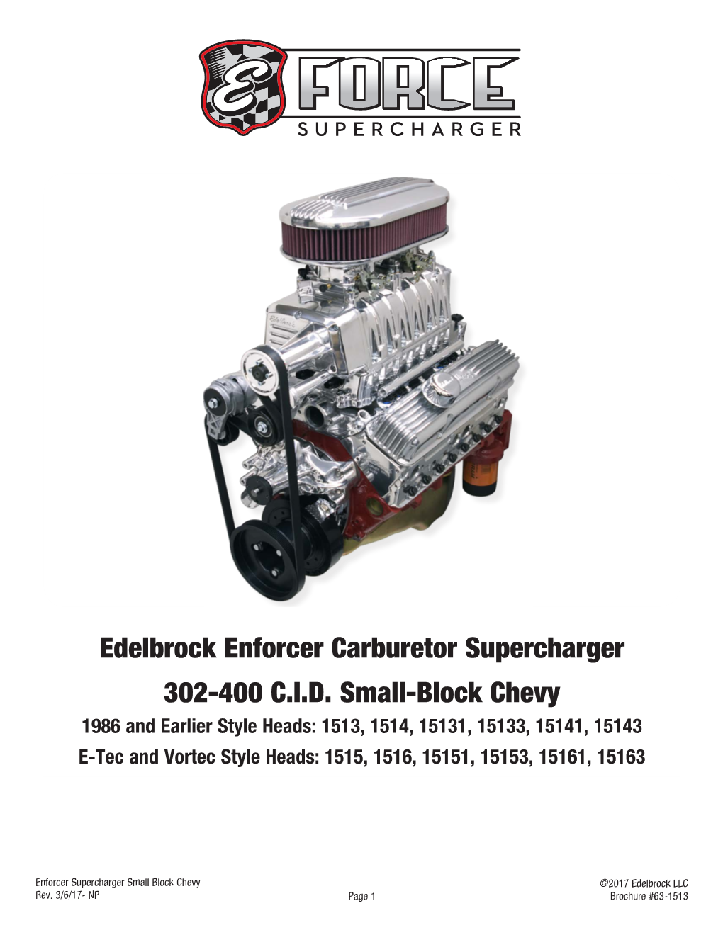 Edelbrock Enforcer Carburetor Supercharger 302-400 C.I.D. Small