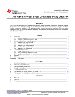 AN-1066 Low Cost Boost Converters Using LM3578A (Rev. B)