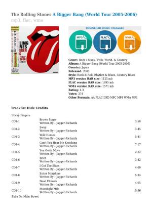 The Rolling Stones a Bigger Bang (World Tour 2005-2006) Mp3, Flac, Wma