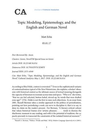 Topic Modeling, Epistemology, and the English and German Novel