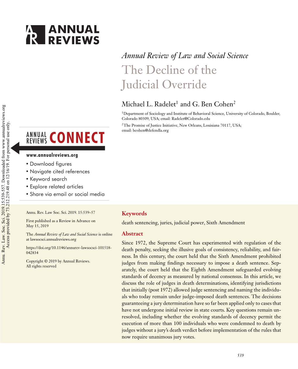The Decline of the Judicial Override
